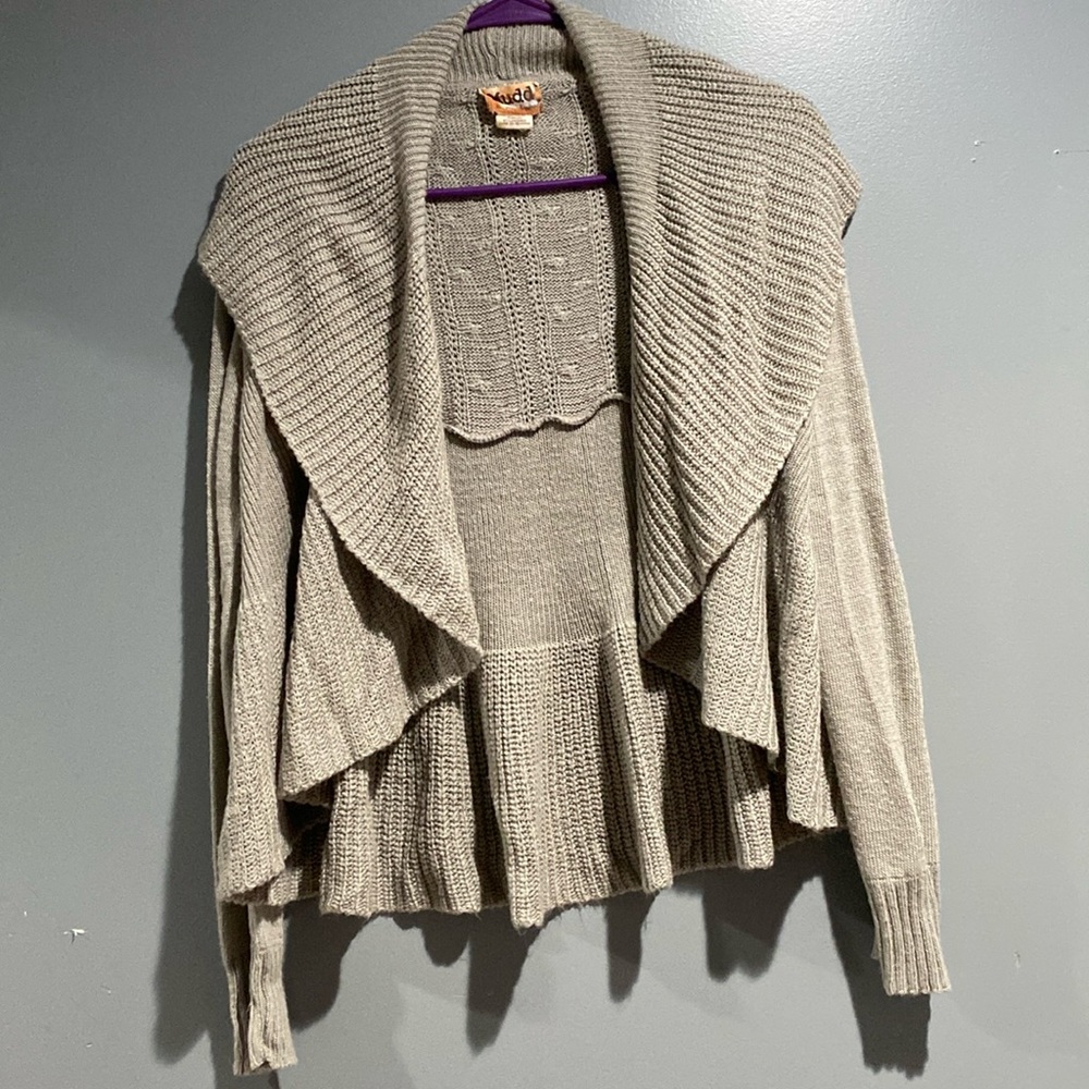 Gray sweater.